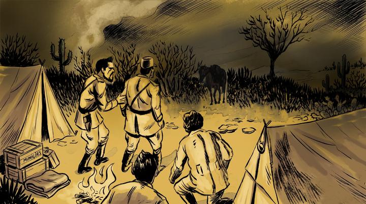Sentinela ao longe no acampamento
